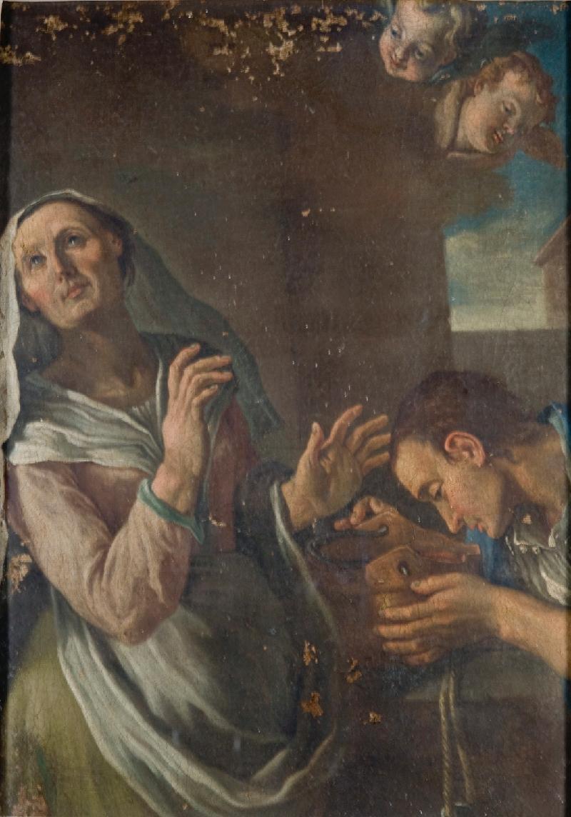 12-Bottega toscana sec. XVIII, Santa Zita disseta il pellegrino dipinto-beweb